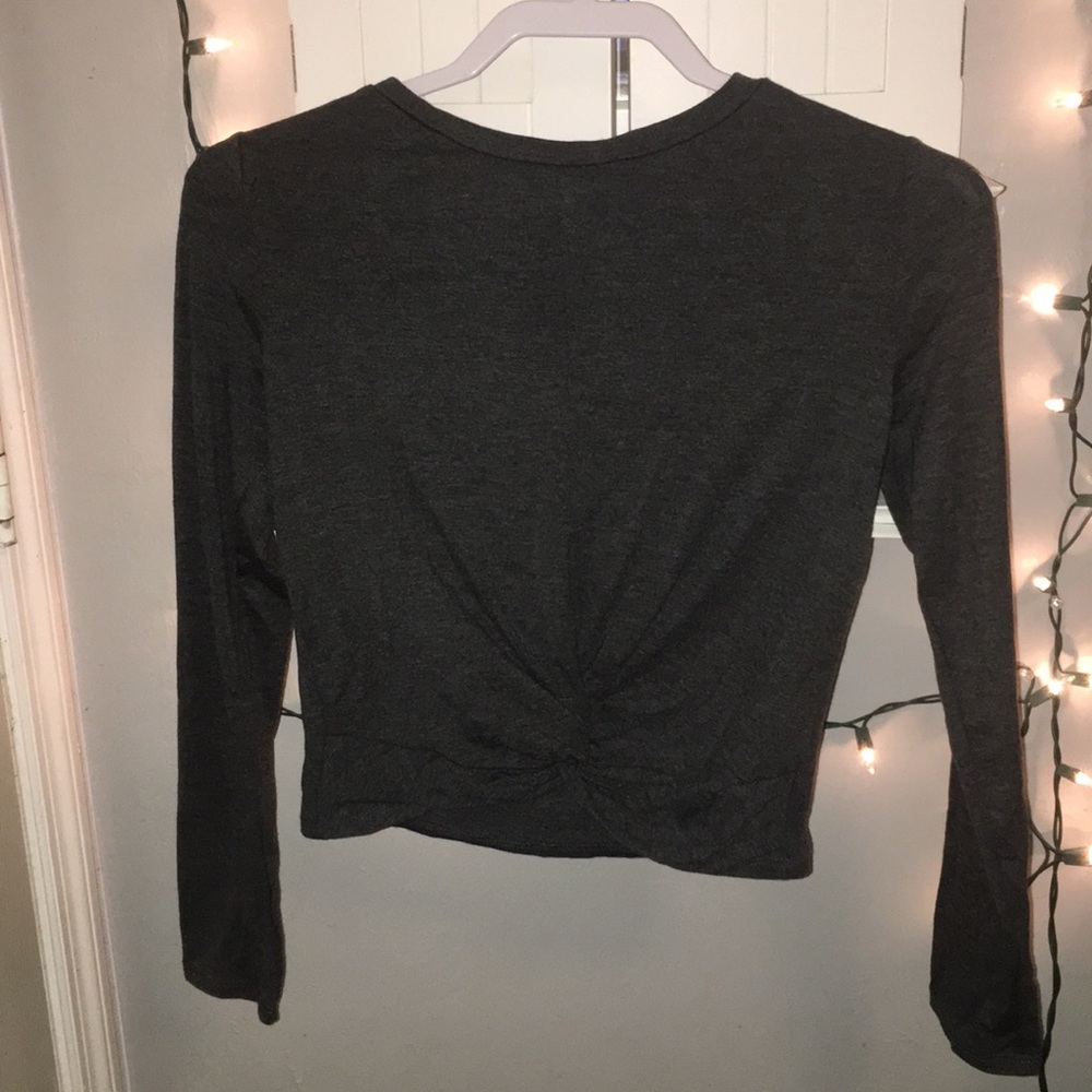 Grey Long sleeve Crop Top